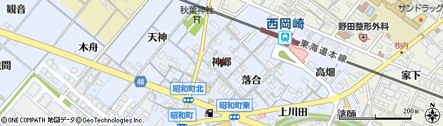 愛知県岡崎市昭和町（神郷）周辺の地図