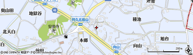 愛知県阿久比町（知多郡）板山（中屋敷）周辺の地図