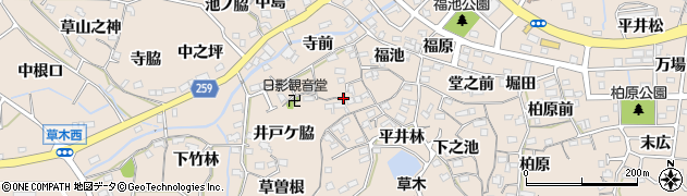 愛知県阿久比町（知多郡）草木（杁向）周辺の地図
