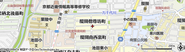 京都府京都市伏見区醍醐僧尊坊町周辺の地図