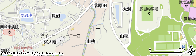 愛知県岡崎市洞町（山狭）周辺の地図