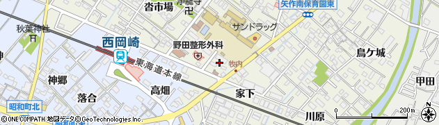 愛知県岡崎市大和町（西島）周辺の地図