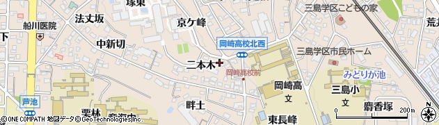 愛知県岡崎市明大寺町（八重茶ノ木）周辺の地図