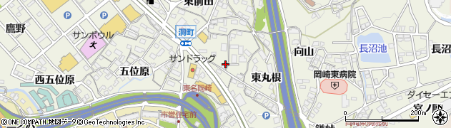 愛知県岡崎市洞町（西丸根）周辺の地図