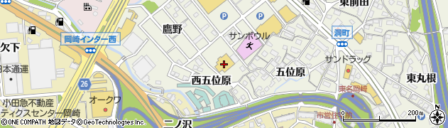 愛知県岡崎市洞町（西五位原）周辺の地図