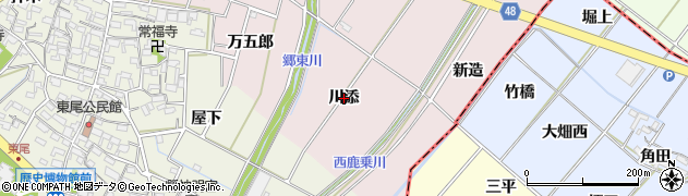 愛知県安城市上条町（川添）周辺の地図