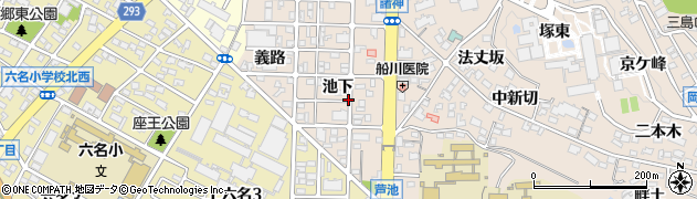 愛知県岡崎市明大寺町（池下）周辺の地図