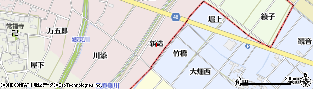 愛知県安城市上条町（新造）周辺の地図
