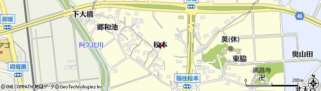 愛知県知多郡阿久比町福住松本周辺の地図