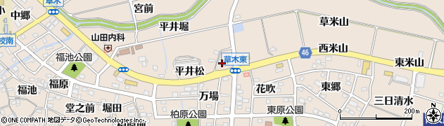 愛知県阿久比町（知多郡）草木（下神田）周辺の地図