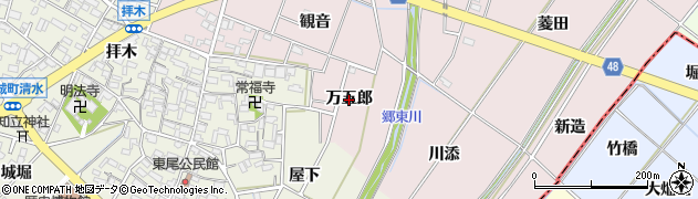 愛知県安城市上条町（万五郎）周辺の地図