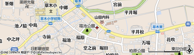 愛知県阿久比町（知多郡）草木（栄）周辺の地図