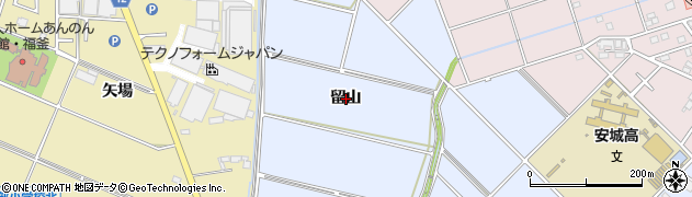 愛知県安城市赤松町（留山）周辺の地図
