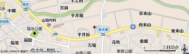 愛知県阿久比町（知多郡）草木（上神田）周辺の地図