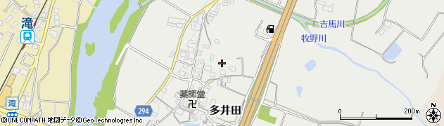 兵庫県加東市多井田周辺の地図