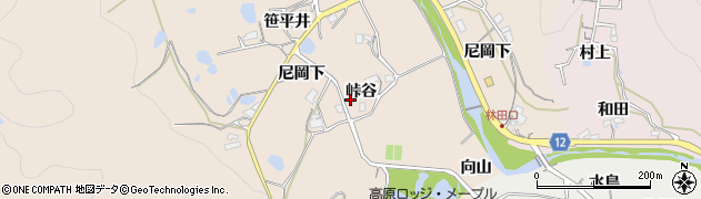 兵庫県川辺郡猪名川町笹尾峠谷周辺の地図
