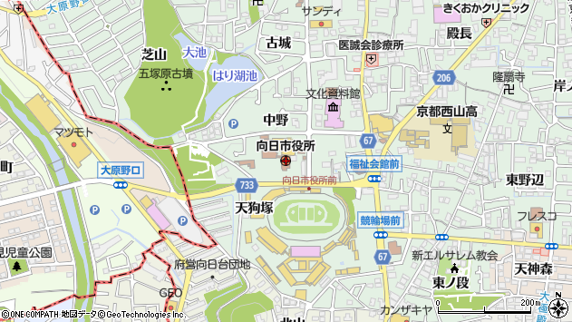 〒617-0000 京都府向日市（以下に掲載がない場合）の地図