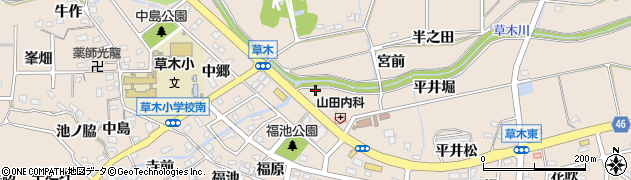 愛知県阿久比町（知多郡）草木（四分一）周辺の地図