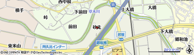 愛知県阿久比町（知多郡）卯坂（砂走）周辺の地図