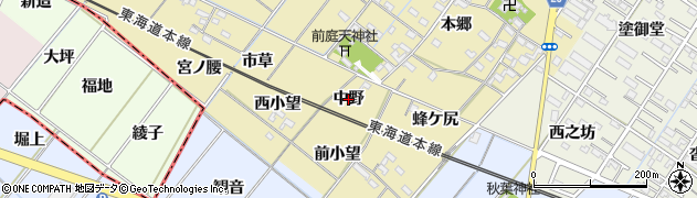 愛知県岡崎市新堀町（中野）周辺の地図
