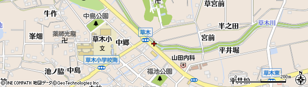 愛知県阿久比町（知多郡）草木（鞠古）周辺の地図