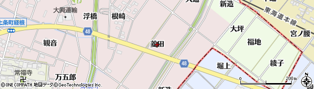 愛知県安城市上条町（菱田）周辺の地図