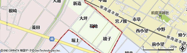 愛知県安城市山崎町（福地）周辺の地図