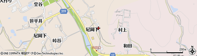 兵庫県川辺郡猪名川町笹尾尼岡下周辺の地図