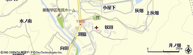 愛知県岡崎市秦梨町（奴田）周辺の地図