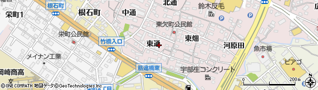 愛知県岡崎市欠町（東通）周辺の地図