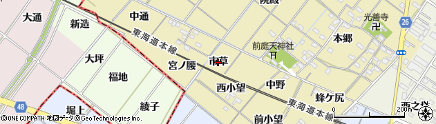 愛知県岡崎市新堀町（市草）周辺の地図