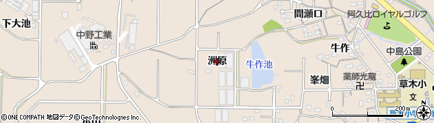 愛知県阿久比町（知多郡）草木（洲原）周辺の地図