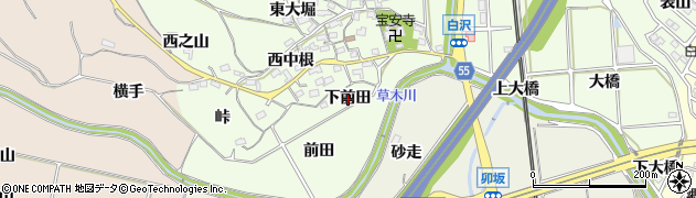 愛知県阿久比町（知多郡）白沢（下前田）周辺の地図