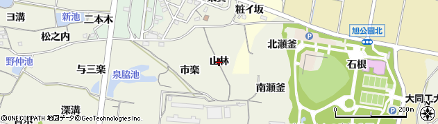愛知県知多市金沢（山林）周辺の地図