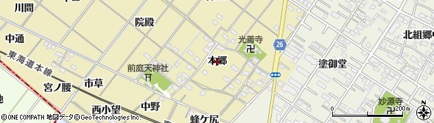 愛知県岡崎市新堀町（本郷）周辺の地図