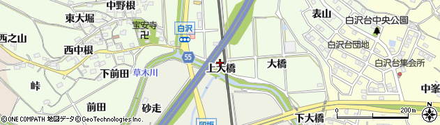 愛知県阿久比町（知多郡）白沢（上大橋）周辺の地図