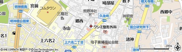 愛知県岡崎市久後崎町（郷東）周辺の地図