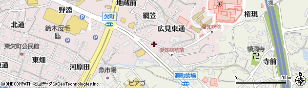 愛知県岡崎市欠町（広見西通）周辺の地図