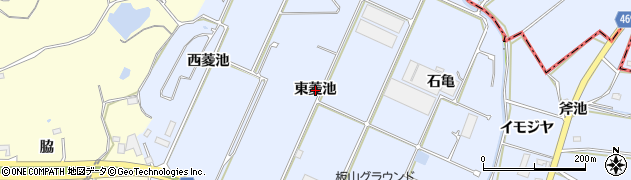 愛知県阿久比町（知多郡）板山（東菱池）周辺の地図