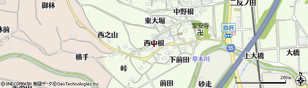 愛知県阿久比町（知多郡）白沢（西中根）周辺の地図