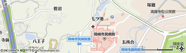 愛知県岡崎市洞町七ツ池周辺の地図