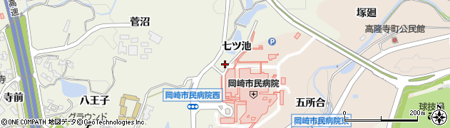 愛知県岡崎市洞町（七ツ池）周辺の地図