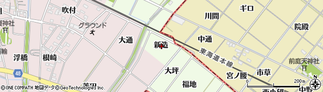 愛知県安城市山崎町新造周辺の地図