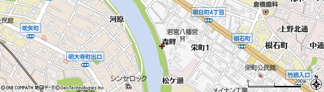 愛知県岡崎市朝日町（森畔）周辺の地図