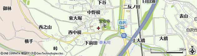愛知県阿久比町（知多郡）白沢（東中根）周辺の地図