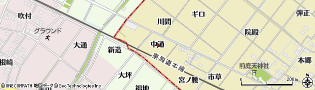愛知県岡崎市新堀町（中通）周辺の地図