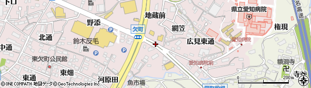 愛知県岡崎市欠町（網笠）周辺の地図