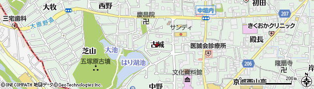 京都府向日市寺戸町（古城）周辺の地図