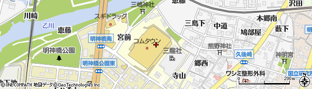 愛知県岡崎市上六名町（郷浦）周辺の地図