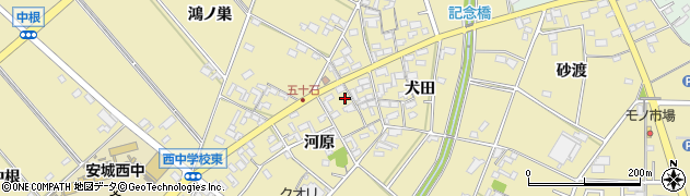 愛知県安城市福釜町（河原）周辺の地図